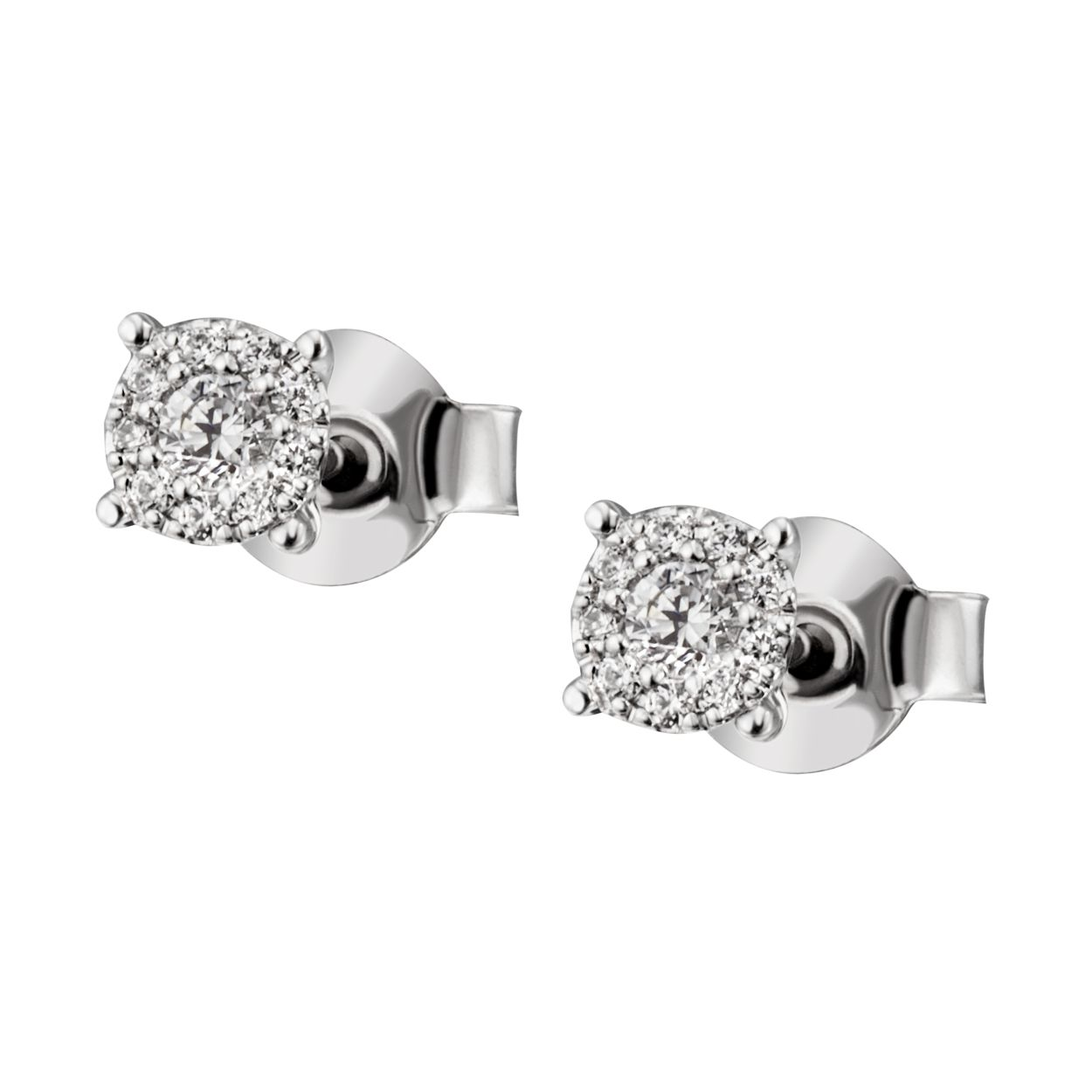 Diese 585/- Weißgold Ohrstecker mit jeweils 10 Brillanten, fügen sich zu einer Optik von einem 0,25ct großen Brillanten zusammen. Sie sind ideal für formelle Anlässe oder elegante Abendveranstaltungen. Tragen Sie sie zu hochgestecktem Haar oder einem eleganten Cocktailkleid, um die Schönheit der Diamant-Ohrstecker hervorzuheben. Perfekte Wahl für einen Hauch von Raffinesse.