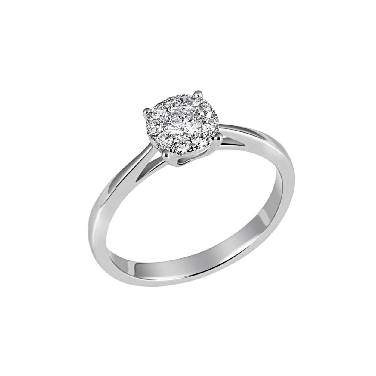 Entdecken Sie unseren luxuri&ouml;sen 585/- Wei&szlig;gold Brillantring. Dieser atemberaubende Ring hat 10 Diamanten,die wie ein einkar&auml;tiger Brillant aussieht. Er ist perfekt, um jedem Outfit einen Hauch von Eleganz zu verleihen. Tragen Sie ihn solo f&uuml;r einen minimalistischen Look. Ein unverzichtbares Accessoire f&uuml;r besondere Anl&auml;sse oder den t&auml;glichen Glamour.