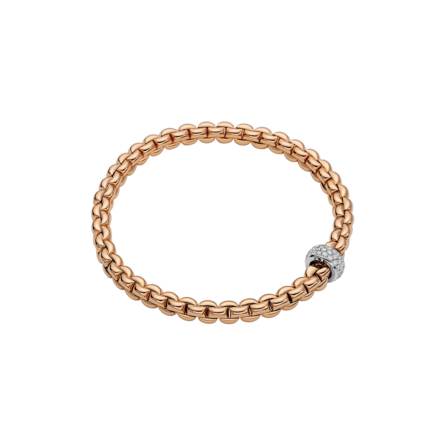 De Fope Eka Flex-it armband in rosegoud met diamant, modelnummer 72110BX_BB_R_XBX_00M, is een verfijnd sieraad. Gemaakt van 18-karaats goud en versierd met diamanten van 0,15 karaat, straalt deze armband luxe uit. Het flexibele ontwerp maakt hem comfortabel en stijlvol voor dagelijks gebruik of speciale gelegenheden. Draag hem solo voor een chique look of gecombineerd voor een gedurfde stijl.