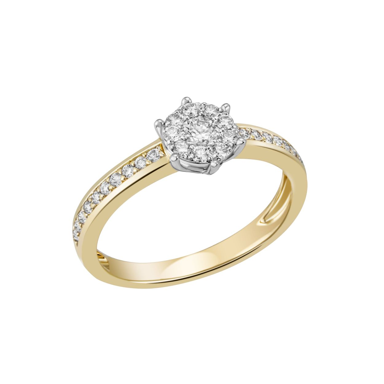Dieser 585/- Gelbgold-Brillantring hebt sich durch seine 30 funkelnden Brillanten hervor die zusammen wie ein einkar&auml;tiger Brillant aussehent. Ideal f&uuml;r Verlobungen oder Jubil&auml;en, zieht er bewundernde Blicke auf sich und unterstreicht Ihren pers&ouml;nlichen Stil. und verleiht jedem Outfit einen Hauch von Luxus. Perfekt kombinierbar mit formeller Abendgarderobe oder als edler Akzent im Alltag.