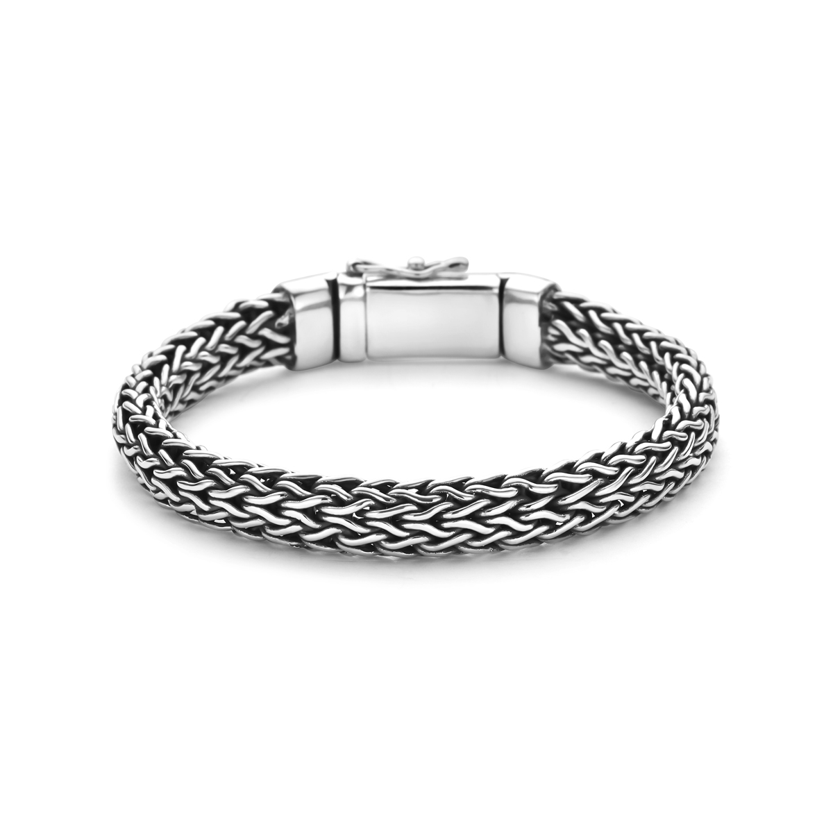 Geoxideerd 925 zilveren vossestaart armband met een schakelbreedte van 9mm.