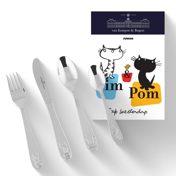 Keltum stalen kinderbestek Pim & Pom, 4 delig, GRATIS gegraveerd terwijl u wacht.