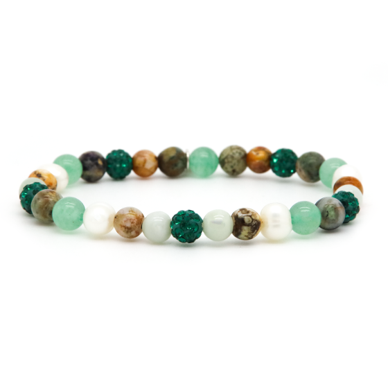 Karma armband, Spiral Evie XS Elastic (green crystal)