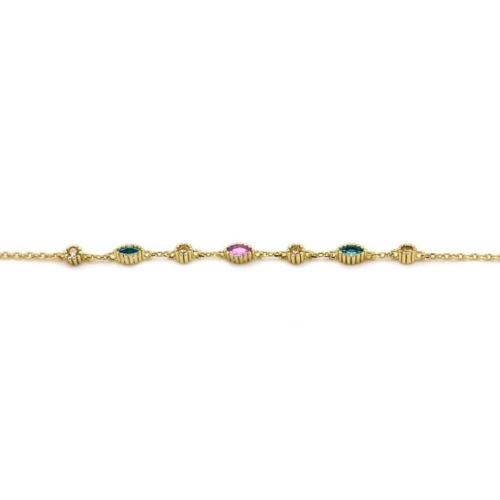 zilveren Karma armband, JULES Blue Goldplated