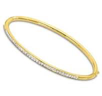 stalen bangle gold - plated. met zirconia.