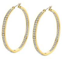 Stalen oorringen met zirkonia. Gold - plated