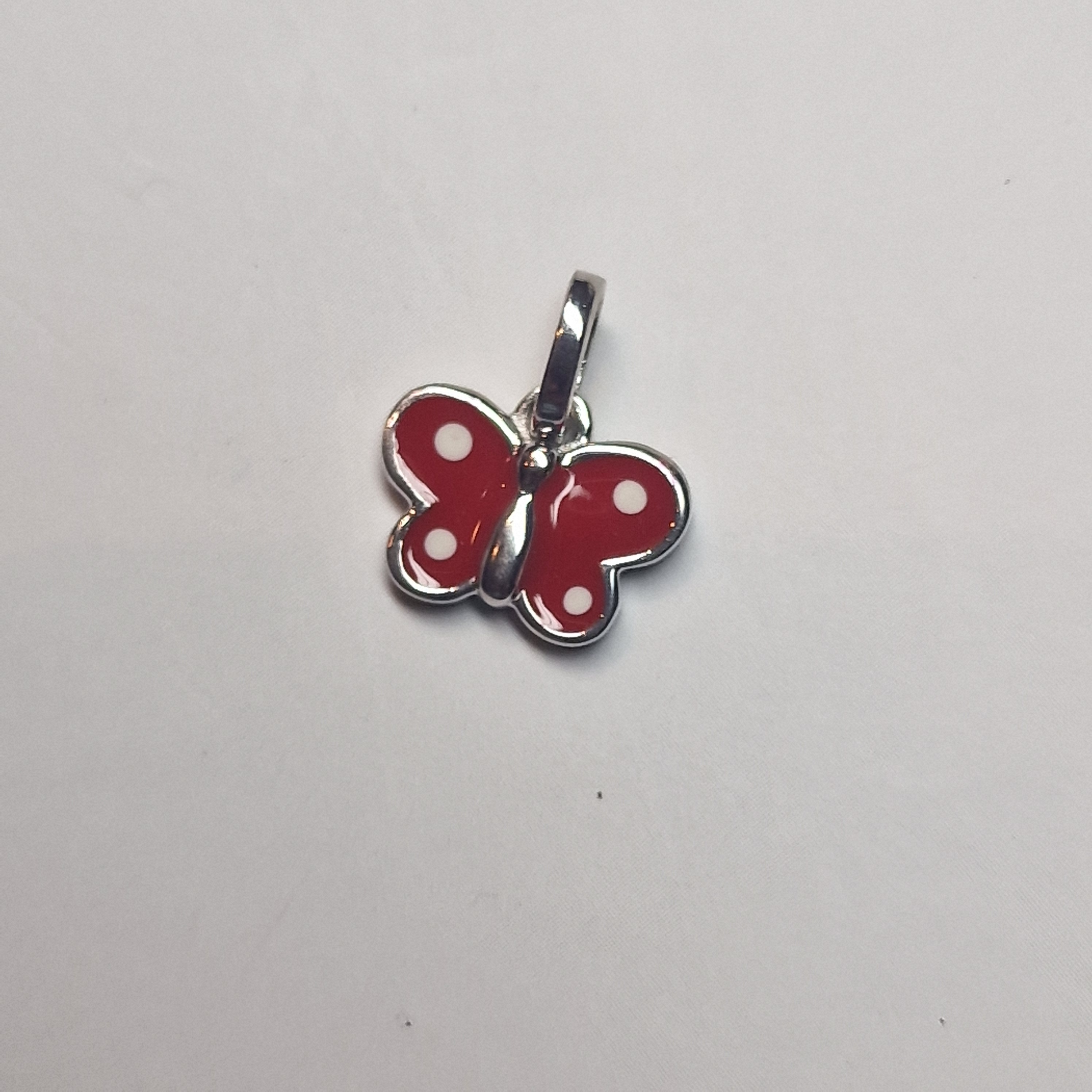 zilveren hanger vlinder met rood emaille