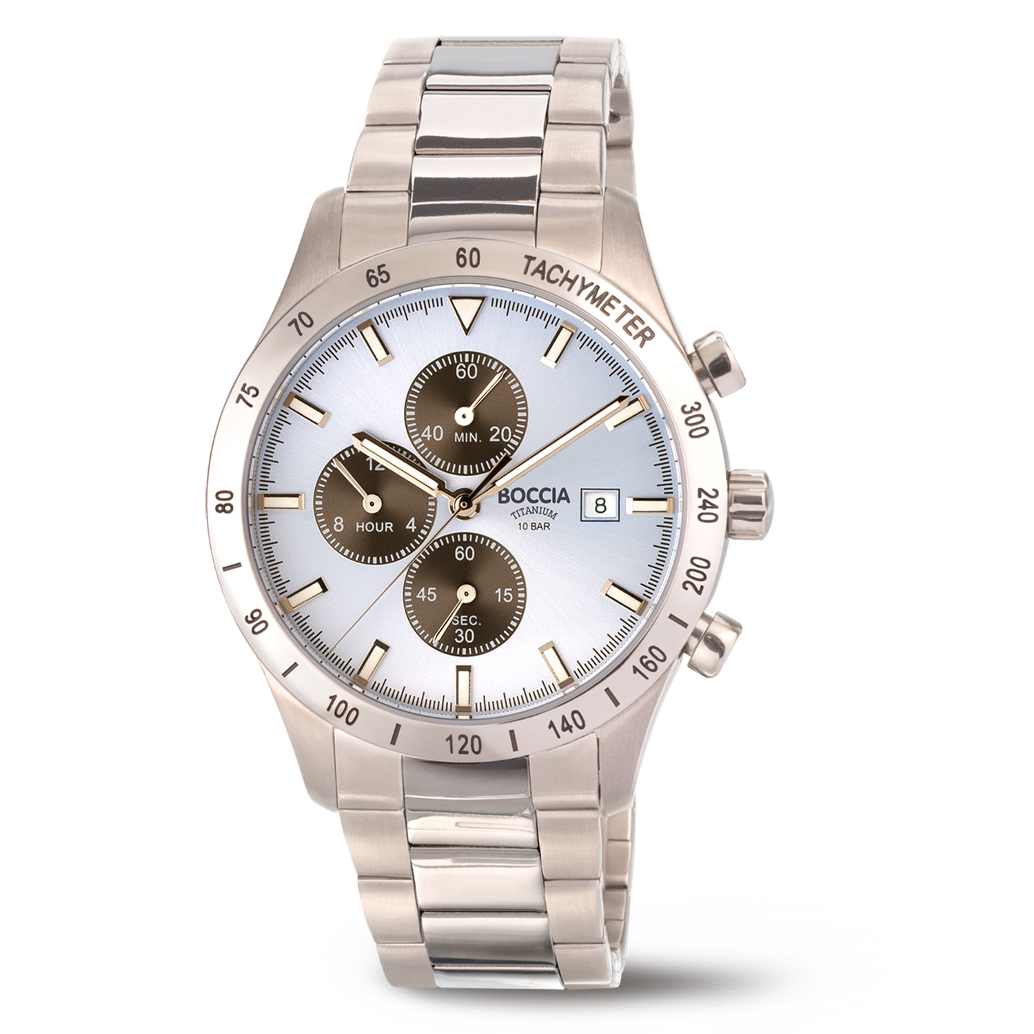 Boccia Titanium 3739-01 Heren
Dit herenhorloge van Boccia heeft een klassieke uitstraling en een sportief uiterlijk. De 3739-01 heeft een ronde titanium horlogekast met een diameter van 40mm met een bezel met tachymeter en een blauwe wijzerplaat met een chronograaf en datum. Aan de titanium kast zit een mat glanzende titanium schakelband met vouwsluiting. Het horloge heeft een mineraalglas en is 10ATM. Of je nu sportief of chique gekleed gaat, dit horloge past bij elke outfit en iedere gelegenheid!

HET MERK
Boccia Titanium is het titanium merk van Nederland, dat zijn oorsprong in Duitsland vindt en is opgericht in het jaar 1992. Ontwikkeld door internationale ontwerpers. Alle titanium componenten van de BOCCIA TITANIUM collectie zijn gemaakt van 99,7% puur titanium; het bijzondere materiaal. Het is licht in gewicht, neemt de temperatuur van de huid aan en is zeer huidvriendelijk. Bovendien is het corrosie- en temperatuurbestendig.

SPECIFICATIES
- Mineraalglas
- Ronde titanium horlogekast, Ø 40mm
- Titanium horlogeband
- Blauwe wijzerplaat 
- Datum en chrono
- 10ATM