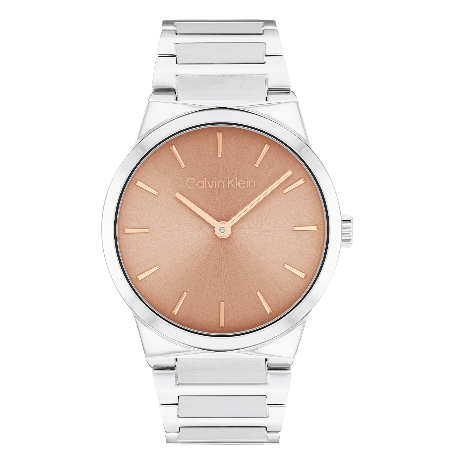 Dit Calvin Klein horloge behoort tot de Linear Elegance collectie.
Referentienummer: CK25100085

Dit Calvin Klein horloge is een tijdloos ontwerp. De stijlvolle ronde stalen kast heeft een gladde bezel en een roze sunray wijzerplaat met fijne goudkleurige wijzers en streepjes. Strak aan de ronde kast zit een stalen mat glanzende schakelband met een vouwsluiting. Het elegante dameshorloge heeft een mineraalglas, een doorsnee van 326mm en is 3ATM.
