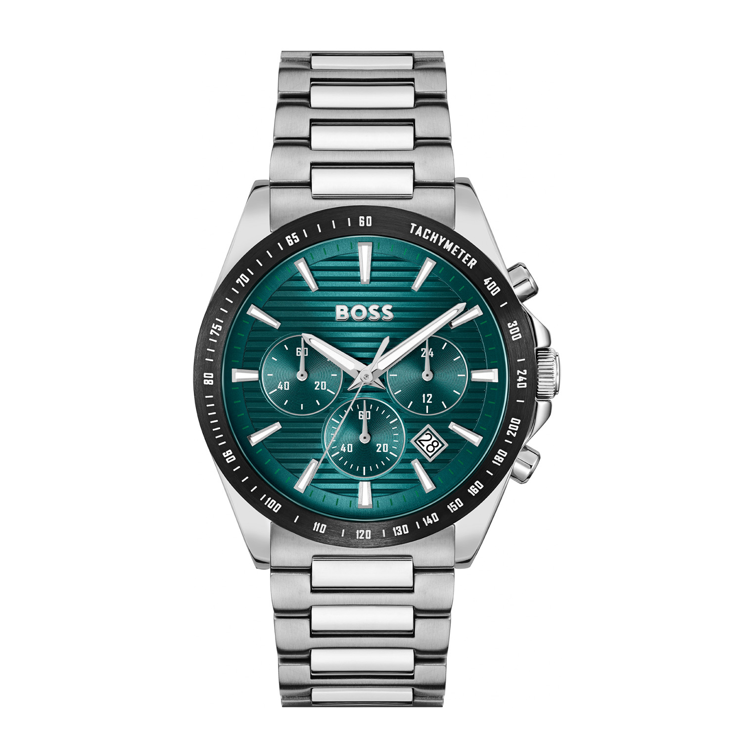 BOSS is voor degenen die een zelfbepaald leven leiden met stijl, passie en doel.

BOSS HB1514241 STRIKE CHRONO Herenhorloge 41mm
Dit BOSS horloge uit de STRIKE CHRONO serie met artikelnr: HB1514241 heeft een luxe uitstraling. Zeer geschikt voor de moderne stijlvolle man van nu. Het herenhorloge valt op door zijn stalen horlogekast met een zwarte bezel met tachymeter en een groene sunray bewerkte wijzerplaat met een chronograaf en een datum. De wijzers en uurstrepen hebben een fijn lumibrite accent. Aan de kast zit een stalen schakelband met een vouwsluiting. Het horloge heeft een doorsnee van 41mm een mineraalglas en is 5ATM. 

HET MERK:
HUGO BOSS is afgestemd op levensstijlen waar het gaat om kwaliteit en precisie. Het wereldwijde fashionlabel is verdeeld in twee merken: BOSS en HUGO. Het merk BOSS biedt geavanceerde, moderne horloges gericht op kwaliteit en design om een onberispelijke look te cre&euml;ren &ndash; of het nu zakelijk, casual of sportief is. De horloge collectie van BOSS is perfect afgestemd op levensstijlen waar het gaat om kwaliteit en precisie. BOSS is op maat gemaakt in een onberispelijke stijl.

Blijf stijlvol bij de tijd. Voor de BOSS-vrouw is stijl het handelsmerk en draait alles om
details. Breng uw look naar een hoger niveau met onze nieuwe en kenmerkende horlogecollectie.

SPECIFICATIES:
- Mineraalglas
- Ronde kastvorm, &Oslash; 41mm
- Stalen horlogekast
- Groene wijzerplaat
- Stalen schakelband
- 5ATM