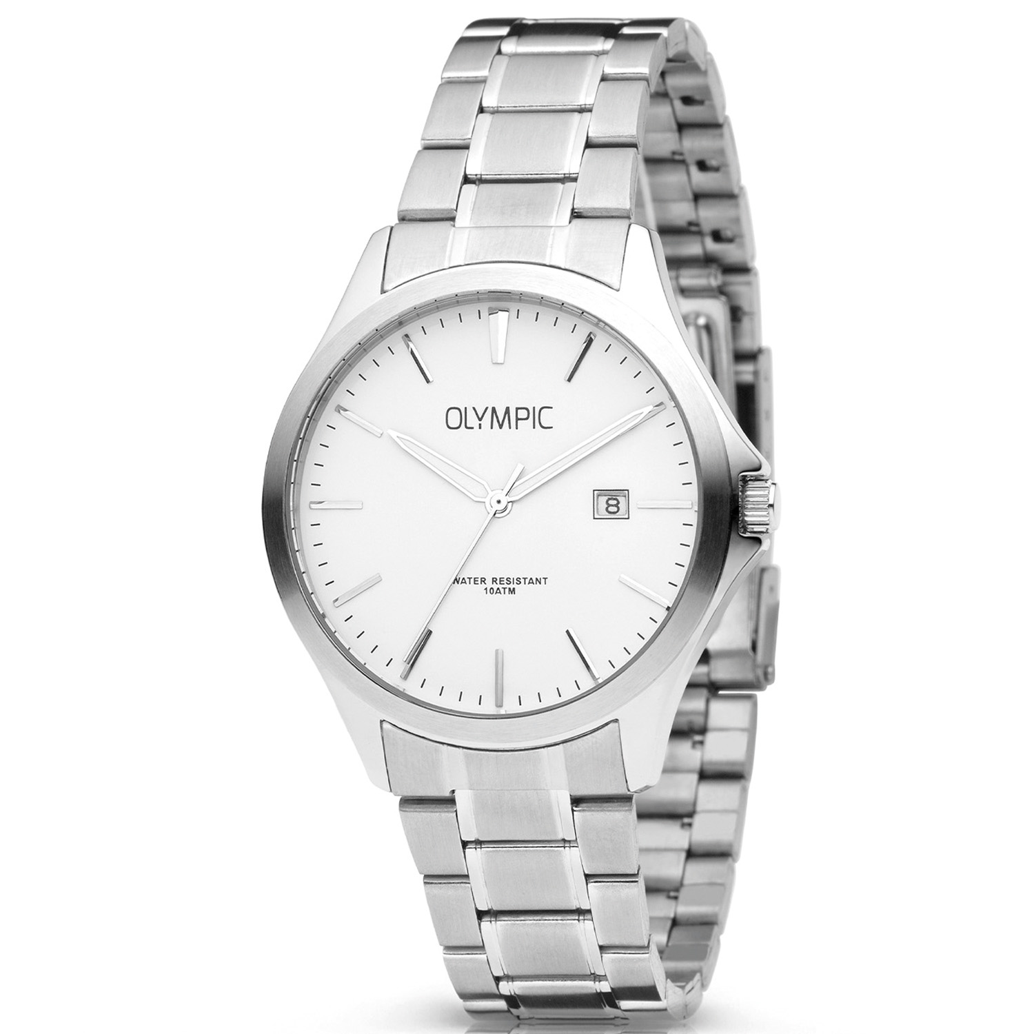 Olympic OL72HSS244 ROBIN - Horloge - Staal - Zilverkleurig - 40mm
Dit unieke Olympic horloge met artikelnummer: OL72HSS244 is een klassiek/ sportief herenhorloge. De zilverkleurige stalen kast heeft een witte wijzerplaat met streepjes als tijds aanduiding en een datum. Aan het horloge zit een stalen schakelband met een vouwsluiting. Het horloge heeft een mineraalglas, een afmeting van 40mm en is 10 ATM.

Waterdichtheid 10 ATM
Dit horloge is bestand tegen water bij het zwemmen en douchen. Dit horloge is niet bestand tegen (grote) waterdruk dus je kunt er niet mee duiken.

Het merk:
Het Nederlandse horlogemerk Olympic levert stoere chronografen, slimline series, digitale uurwerken en elegante dameshorloges. De prijs-kwaliteitverhouding staat bij Olympic hoog in het vaandel met prijzen die uiteenlopen van € 34,95 tot en met € 139,00.

100% Nederlands ontwerp, waterdicht en standaard 3 jaar fabrieksgarantie.

Specificaties:
- Zilverkleurige horlogekast
- Witte wijzerplaat
- Zilverkleurige schakelband
- 10 ATM (Regen- & spatwaterdicht)
- Standaard 3 jaar fabrieksgarantie
- Mineraalglas