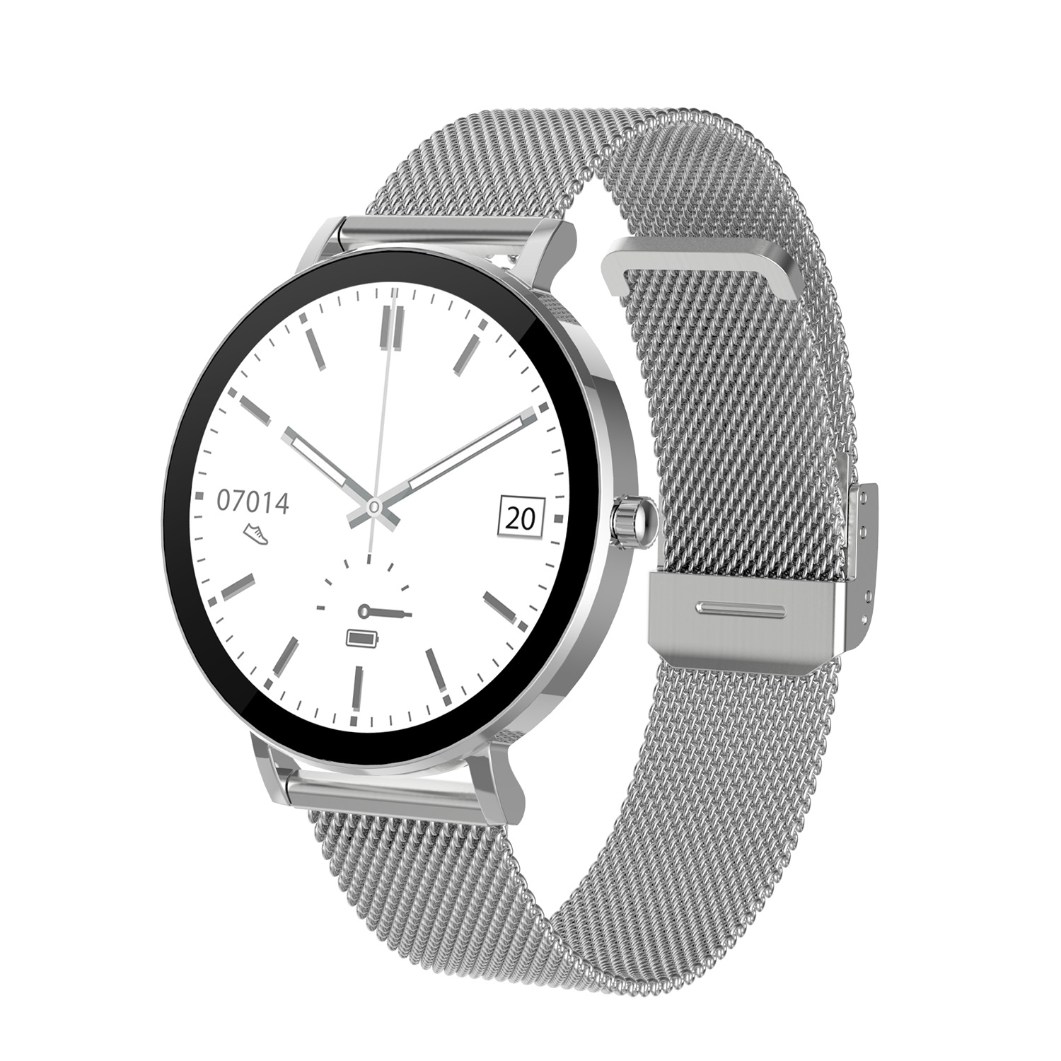 SMARTY2.0 SW079B Smartwatch Alloy Milanees 41mm
Dit Smarty Smartwatch horloge met nr: SW079B is een stap in de toekomst. De zilverkleurige ronde kast is gemaakt van metaal met een gehard glas. Aan de kast zit een zilverkleurige milanese band met een druksluiting. Het ronde horloge heeft een afmeting van 41mm en is spatwaterdicht. Dit dames model heeft een platte kast van 7,5mm . Deze smartwatch is sportief, stijlvol, maar zeker gebruiksvriendelijk. Om door apps, berichten en tekst te bladeren hoeft je alleen maar op het glas te tikken of de knop te gebruiken. 

Merk:
SMARTY2.0
Smartwatches verbinden je met de wereld. 
SMARTY2.0 biedt een brede keuze aan vormen en functionaliteiten. Een ronde of rechthoekige smartwatch? Eentje voor de smalle pols? Een ladies watch of een kids watch?  SMARTY2.0 heeft het allemaal.
De keuze qua functionaliteiten is onuitputtelijk: bluetooth bellen, stappenteller, hartslag- en bloeddrukmeter,  meerdere verschillende sporttrackers, menstruatie en ovulatie herinneringen, ingebouwde GPS, vind mijn smartphone en heel veel meer. Maak je eigen keuze.
Iedere SMARTY werkt zowel met iOS als met Android en is moeiteloos via een QR-code te koppelen met iedere mobiele telefoon. Misschien wel d&eacute; makkelijkste smartwatch voor iedereen.
SMARTY2.0 staat voor hoge kwaliteit in een betaalbaar prijssegment: &euro; 79 - &euro; 199.

Highlights:
- Geschikt voor Android en iOS  
- De Smartwatch heeft Bluetooth call 
- Hoge batterij efficientie
- 24 uur hartritme meting
- Bevat smart music 
- Door de verschillende meters en tellers is het mogelijk om onder andere de hartslag, stappen, snelheid, slaap, luchtdruk, stress, hoogte- en diepte te meten
- D.m.v. de ingebouwde GPS, is het mogelijk om offline te navigeren en achteraf je route terug te kijken (zonder dat de telefoon in de buurt is)
- Stof,- Waterdichtheid: IP68