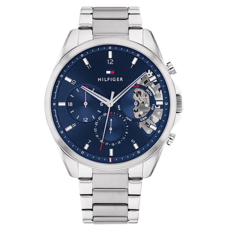 Dit is een herenhorloge van het merk Tommy Hilfiger uit de serie BAKER. Met een horlogekast gemaakt van staal en een zilverkleurige band van staal.