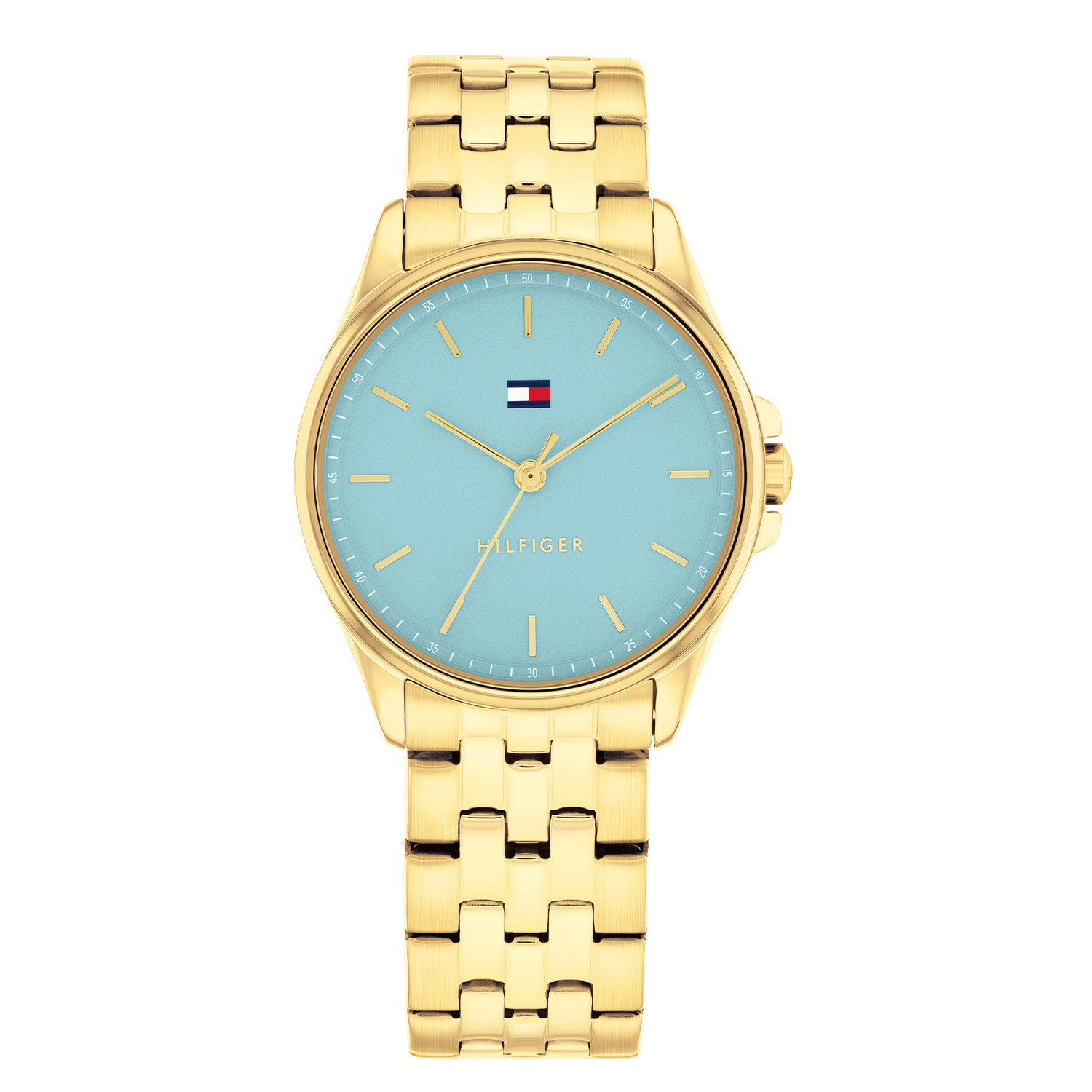 Tommy Hilfiger TH1782776 Horloge Dames Staal Goudkleurig 30mm
Dit specifieke horloge van Tommy Hilfiger uit de Jade serie met artikelnr: TH1782776 is een luxe dameshorloge die niet in je collectie mag ontbreken. Het stalen dameshorloge heeft een ronde goudkleurige kast met een gladde bezel en een blauwe emaille wijzerplaat met fijne wijzers en het Tommy logo. Aan de kast zit een goudkleurige glanzende schakelband met vouwsluiting. Het horloge heeft een mineraalglas, een afmeting van 30mm en is 3ATM.  

Het merk:
Sinds de lancering van het merk in 1985 is Tommy Hilfiger wereldwijd bekend geworden als pionier van de klassieke Amerikaanse coole stijl. Ge&iuml;nspireerd door de iconische popcultuur en het Amerikaanse erfgoed. De dames en herencollectie van dit seizoen bestaan uit minimalistische silhouetten en rustieke lederen details. De herenhorlogecollectie biedt iconische uurwerken met roestvrijstalen, lederen en siliconen banden.

Specificaties:
- Mineraalglas
- Ronde kast 30mm
- Goudkleurige horlogekast
- Blauwe emaille wijzerplaat
- Goudkleurige schakelband 
- 3ATM