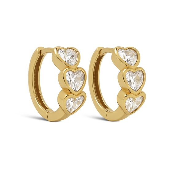 Karma oorringen NOVAL Zirconia Hearts | zilver verguld | 18mm | H655GP