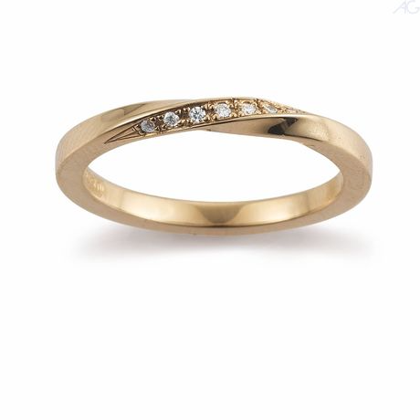 14kt geelgouden ring met 7briljanten 0.035ct TW-si twist 55