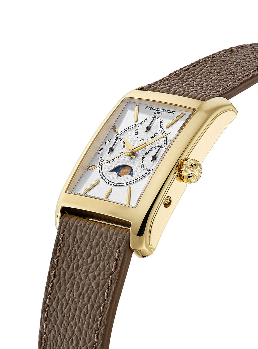De Frederique Constant Classic Quartz Moonphase FC-265S4C5 is een elegante polshorloge met een klassieke maanfasefunctie. Dit horloge straalt tijdloze verfijning uit en is ideaal voor zowel formele als informele gelegenheden. Draag het bij zakelijke meetings of chique diners voor een stijlvolle uitstraling. De lederen band biedt optimaal comfort en past bij elke polsmaat.