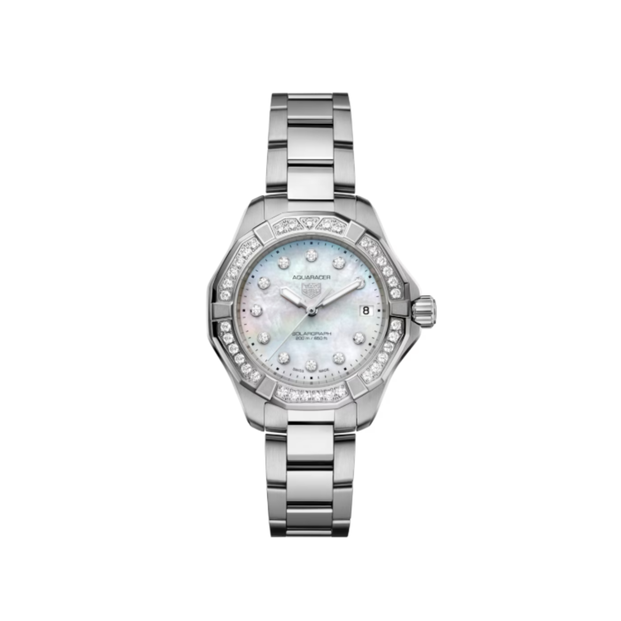 Dit TAG Heuer horloge behoort tot de Aquaracer Professional 200 collectie.
Referentienummer: WBP1314.BA0005

Omarm de allure van het noorderlicht met deze TAG Heuer Aquaracer, uitgerust met een Solargraph uurwerk. Een veelzijdig hulpmiddel dat is ontworpen om de meest uitdagende outdoor-activiteiten te weerstaan en tegelijkertijd elegant is aangepast aan stedelijke slijtage. Het is de beste bondgenoot van elke moderne avonturier.

De parelmoer geborstelde wijzerplaat is versierd met diamanten indexen en gerhodineerde wijzers, gevuld met witte Super-LumiNova® voor optimale leesbaarheid - en een zilverkleurige secondewijzer met Super-LumiNova®. Bijkomend is de besel nog eens prachtig versierd met echte diamanten.

Gehuisvest in een stalen kast van 34 mm en beveiligd met een gepolijste stalen band, kan hij de zwaarste avonturen doorstaan.

De gepolijste, fijngeborstelde stalen armband is voorzien van een stalen vouwsluiting met dubbele veiligheidsdrukknoppen, die betrouwbaarheid tijdens al uw reizen garanderen.


Uw TAG Heuer horloge is 24 maanden na aankoop beschermd onder fabricage garantie. De duur van de garantieperiode van 2 jaar kan worden verlengd naar 5 jaar. Om dit te doen, nodigen wij u uit om een account aan te maken of in te loggen op uw MyTAGHeuer online account en vervolgens uw horloge te registreren. U ontvangt dan een gratis garantieverlenging van 3 jaar.