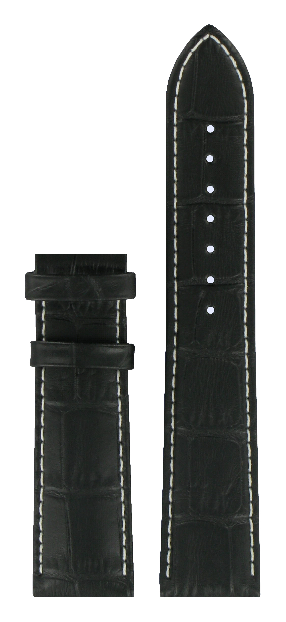 BLACK LEATHER STRAP 20/18 MM, WITHOUT BUCKLE, XL