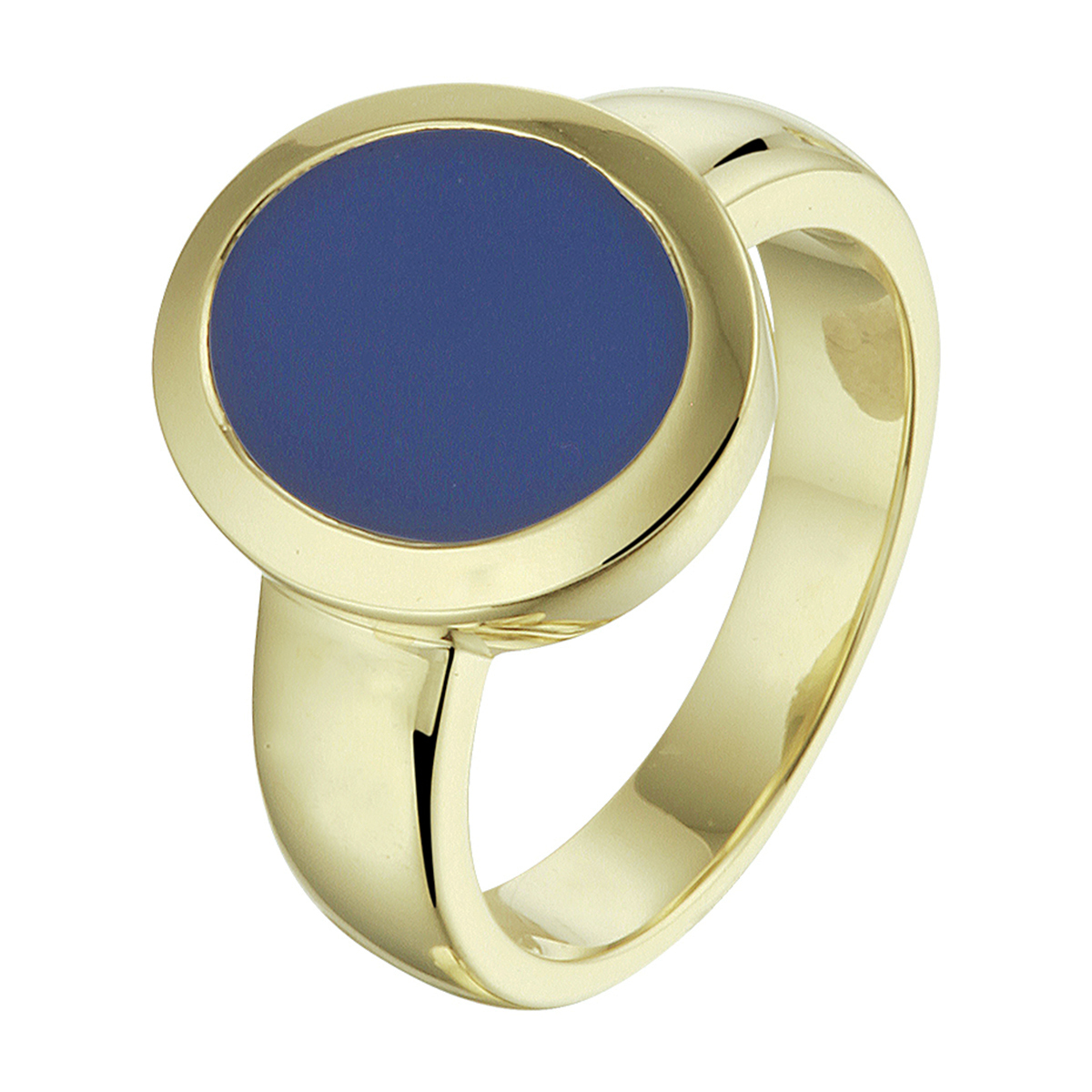 Stijlvolle 14k geelgouden zegelring uitgevoerd met een lagensteen. De ring geeft je look direct een chique uitstraling.