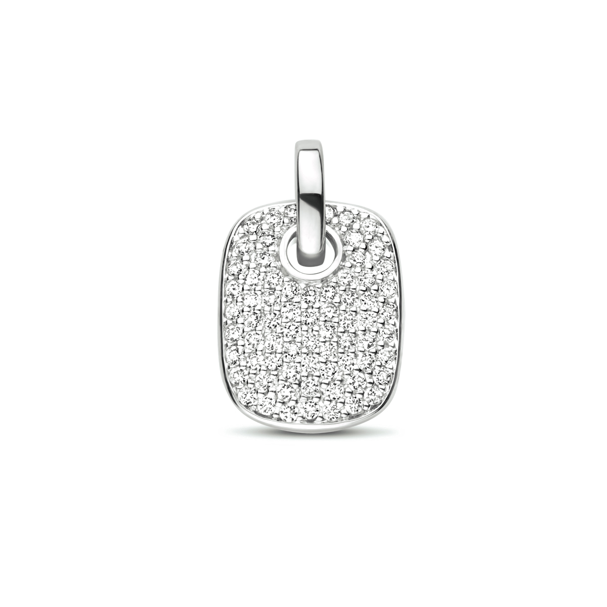 14k Witgouden hanger uitgevoerd met een schitterend diamant vlak. De hanger heeft een totale hoogte van 1.5cm en een breedte van 9.2mm.
Met 0.28CT H/Si diamant.