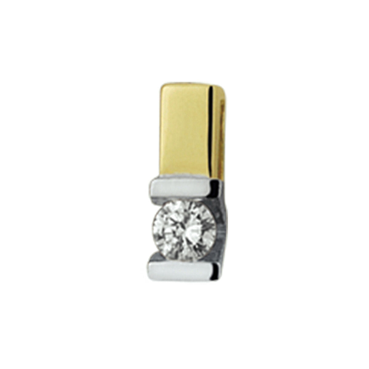 Bicolor wit- en geelgouden hanger met diamant. De hanger is onderdeel van een set.