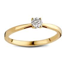 De Ring Olivia 0,20 crt. Labaratorium diamant in18 karaat geelgoud.