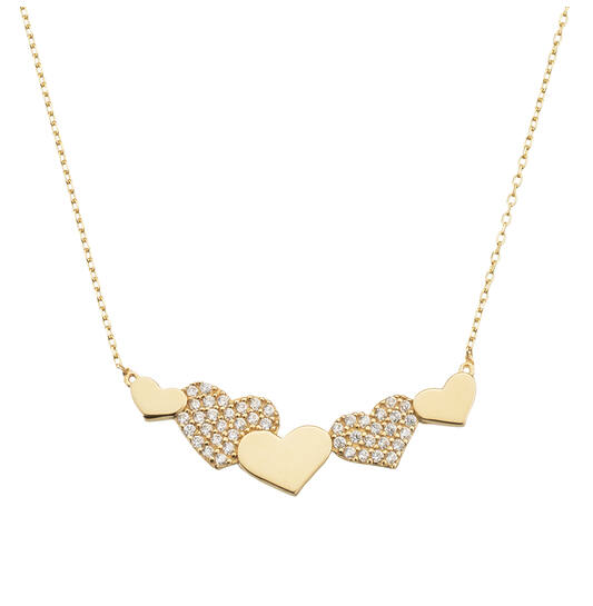 De Gouden collier met hartjes (modelnummer 202.1611.45) is een elegante halsketting, perfect voor elke gelegenheid. Deze stijlvolle ketting is een tijdloos sieraad dat het beste tot zijn recht komt wanneer het gedragen wordt als statement piece, bij voorkeur met een eenvoudige outfit. Zo krijgt het collier alle aandacht die het verdient.