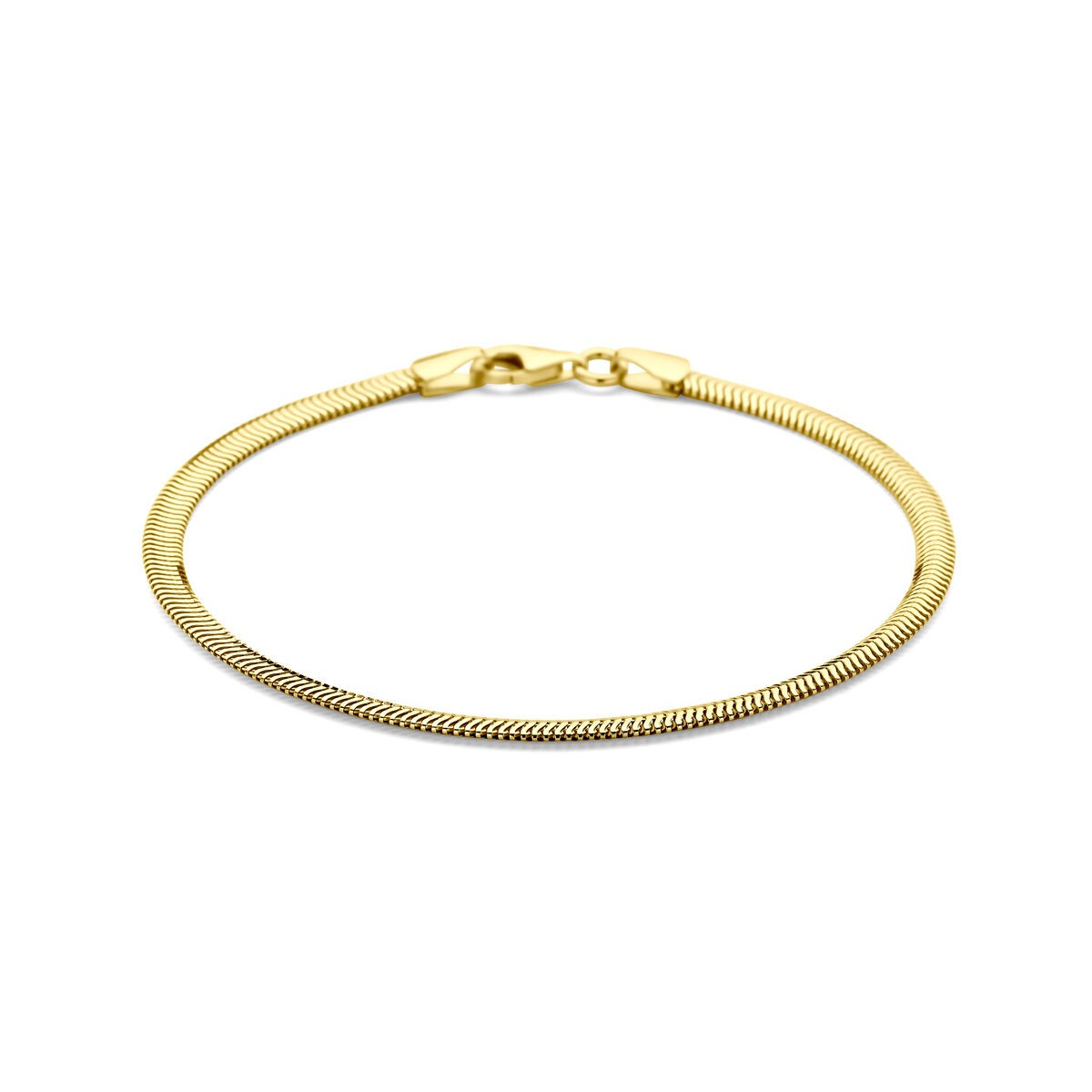 De 14 karaats slangenarmband van 20cm is een verfijnd sieraad. Voor een stijlvolle look, draag deze armband solo of combineer met andere fijne sieraden voor een gelaagd effect. Perfect voor dagelijks gebruik of speciale gelegenheden.