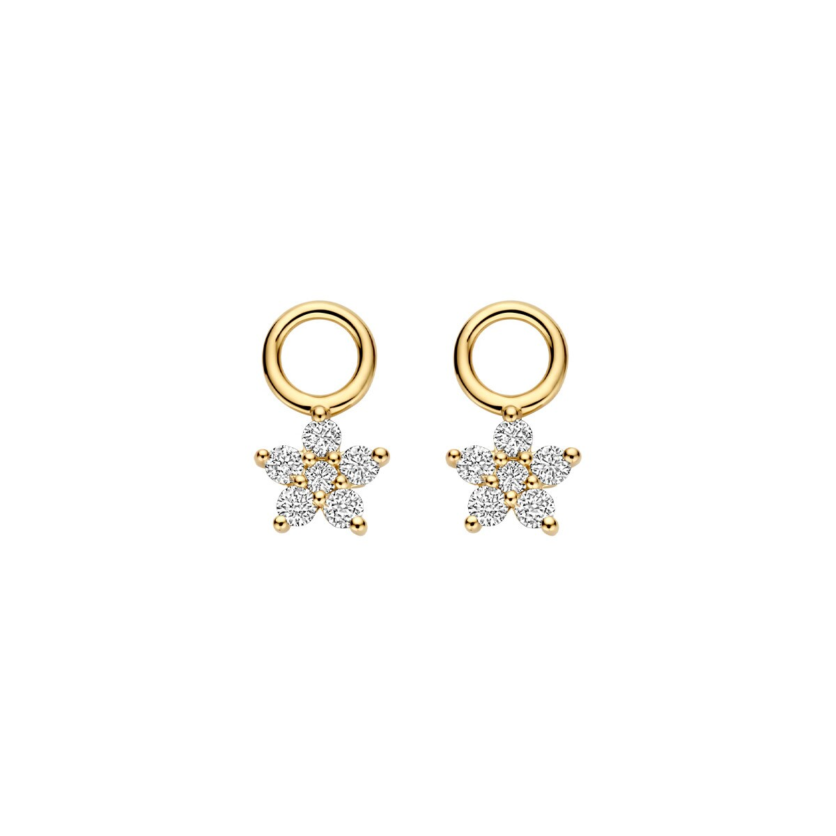 gouden Blush LG creoolhangers, sterren+2x 0.125ct LG diamant