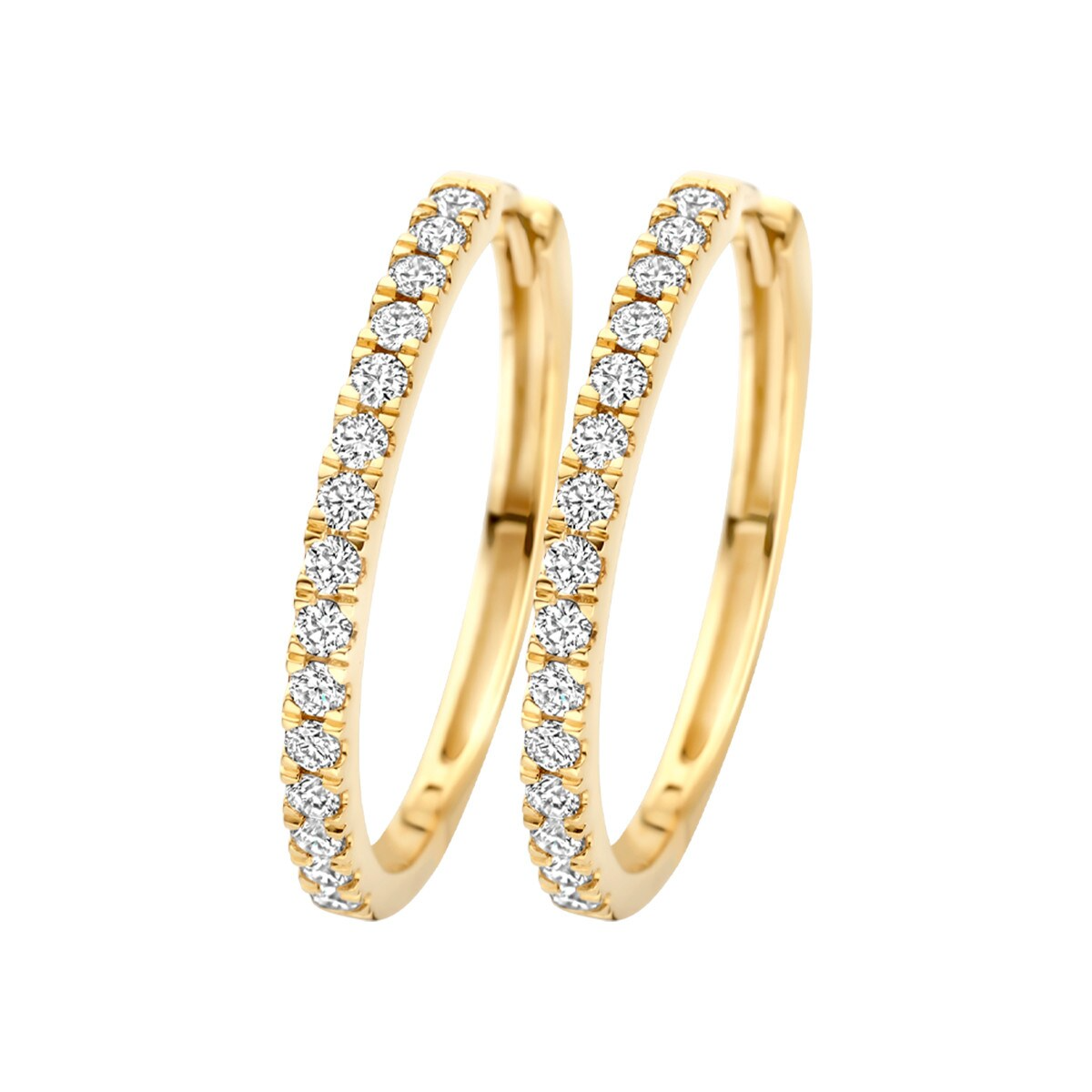 14K creolen met 2x 0.25rt lab diamant