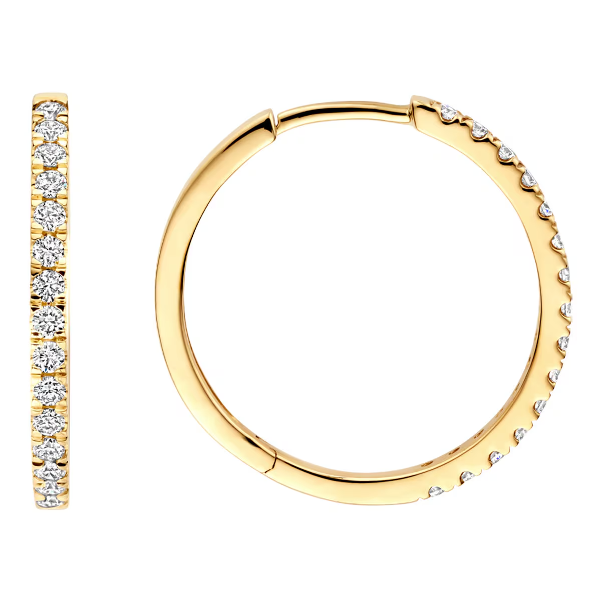 gouden Blush LG oorringen, rond+ 2x0.25ct LG briljant