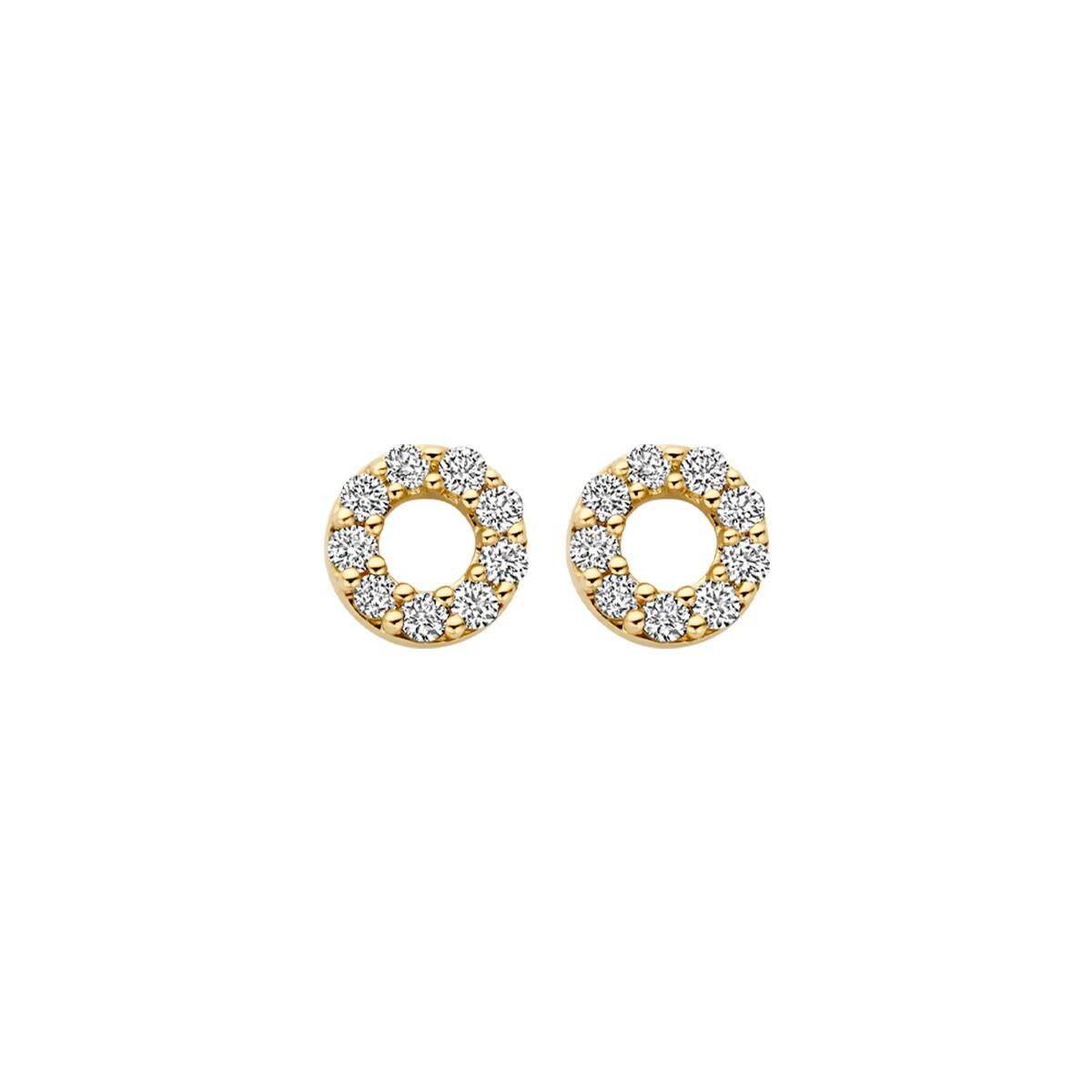 gouden Blush LG oorstekers, open rondje+ 2x0.09ct LG diamant