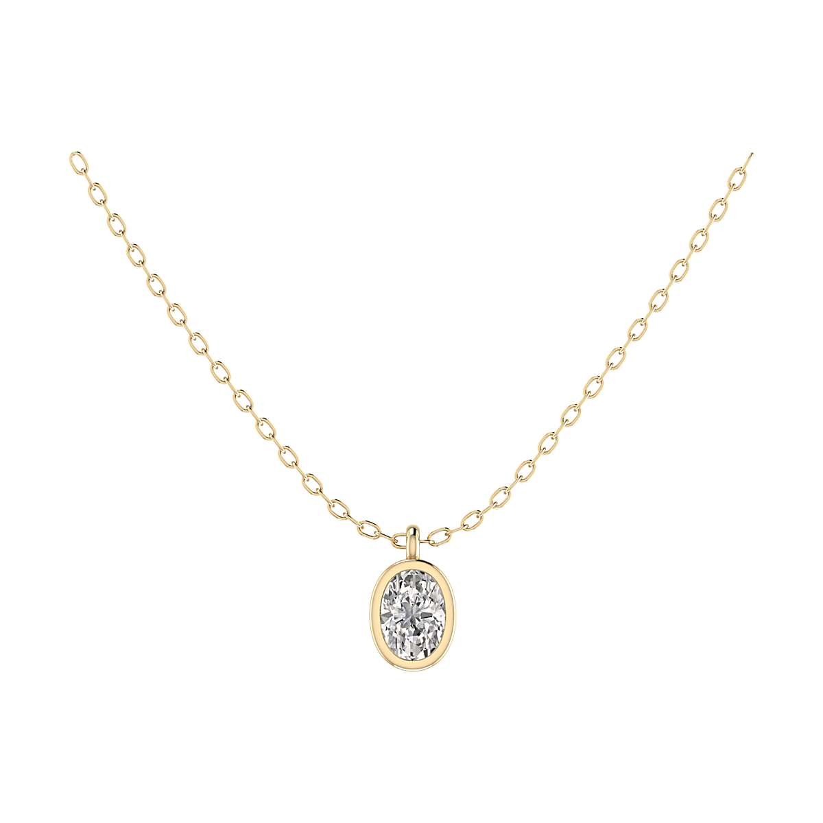 De Gouden Ovaal lab-grown diamanten ketting, is een prachtige ketting van 14-karaats goud. Met een gewicht van 2,03 gram en glanzende afwerking is hij ideaal voor elke gelegenheid. Draag deze verfijnde gouden ketting bij zowel casual als formele outfits voor een elegante look.