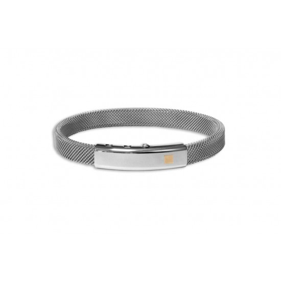 Stalen Borasi armband met 18kt gouden detail. verstelbaar van 19 tot 21 cm