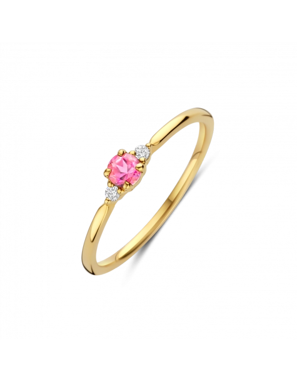 gouden ring met briljant, Mia Tourmalijn+0.03ct mt17,5