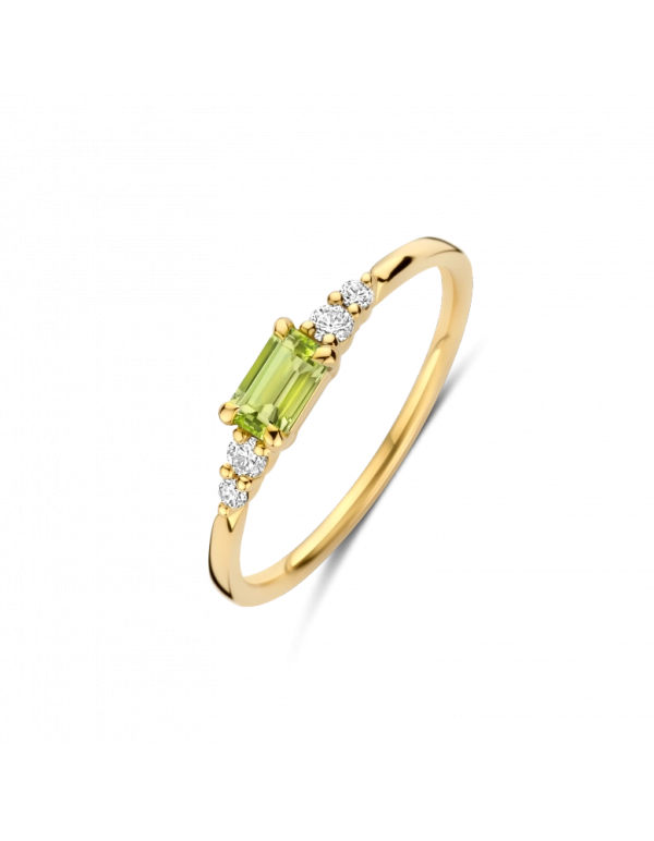 gouden ring met briljant, Casa Peridot+0.10ct mt17.5
