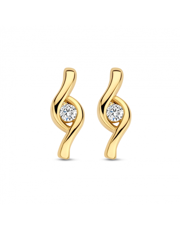 gouden oorstekers met briljant, Lanzo 2x0.03ct briljant