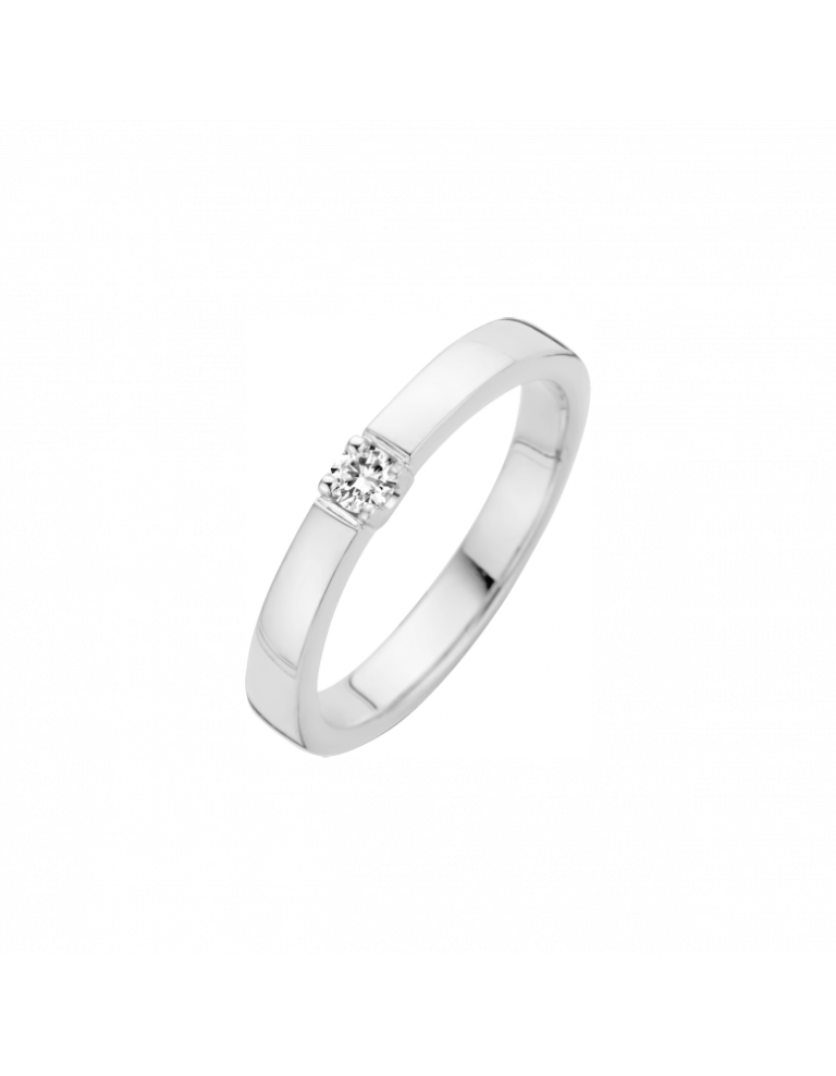 Memoire ring in witgoud met 1x 0,03 crt briljant