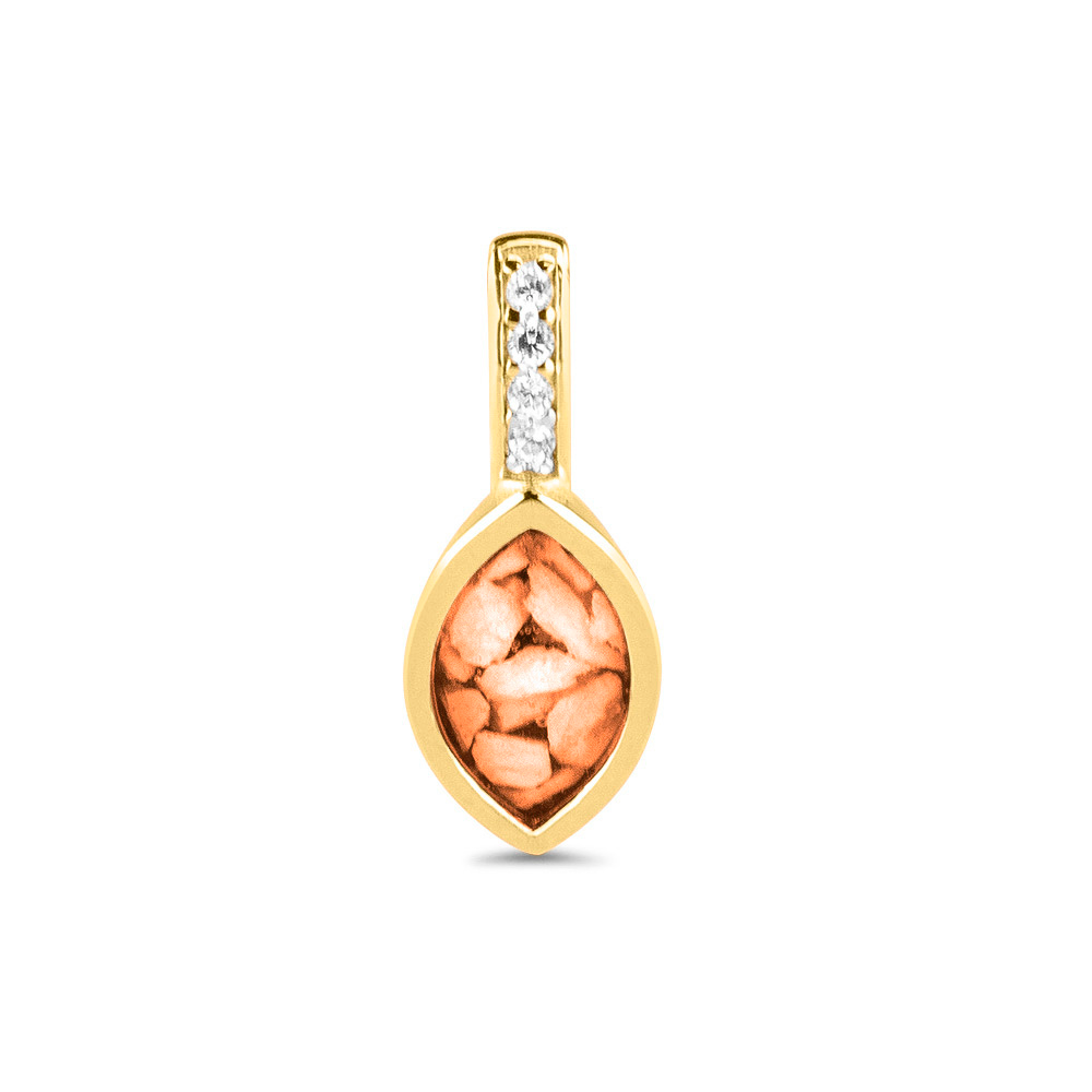 Marquise hanger met zirconia of diamant
Dit sieraad wordt zichtbaar aan de voorkant gevuld  met as of haar, en wordt vermengd met onze speciale hars.

verkrijgbaar vanaf €125,-  in zilver 
en €454,- in 14 krt goud met diamant

Door de fluctuerende goudkoers kunnen de prijzen veranderen.

Leverbaar In  zilver of 14krt geel/wit/of rosé Goud 
Steensoort: Diamant of Zirconia
en met alle verschillende hars kleuren naar keuze 

U kunt bij ons in de winkel het sieraad samenstellen en zien welke opties allemaal mogelijk zijn