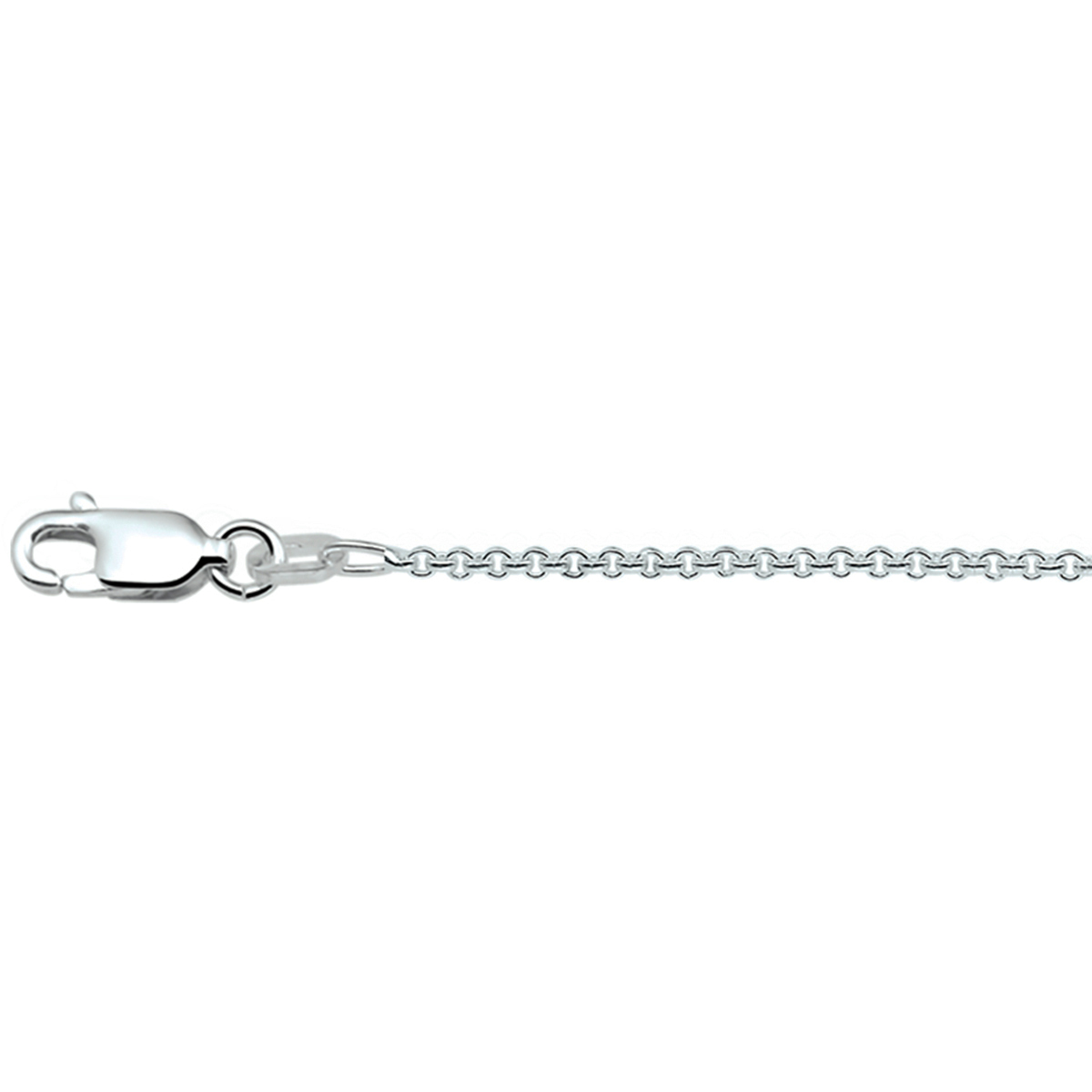 Zilveren anker collier met een draaglengte van 41cm en een extensie van 4cm. Uitgevoerd met een karabijn sluiting. De schakelbreedte is 1.4mm.
