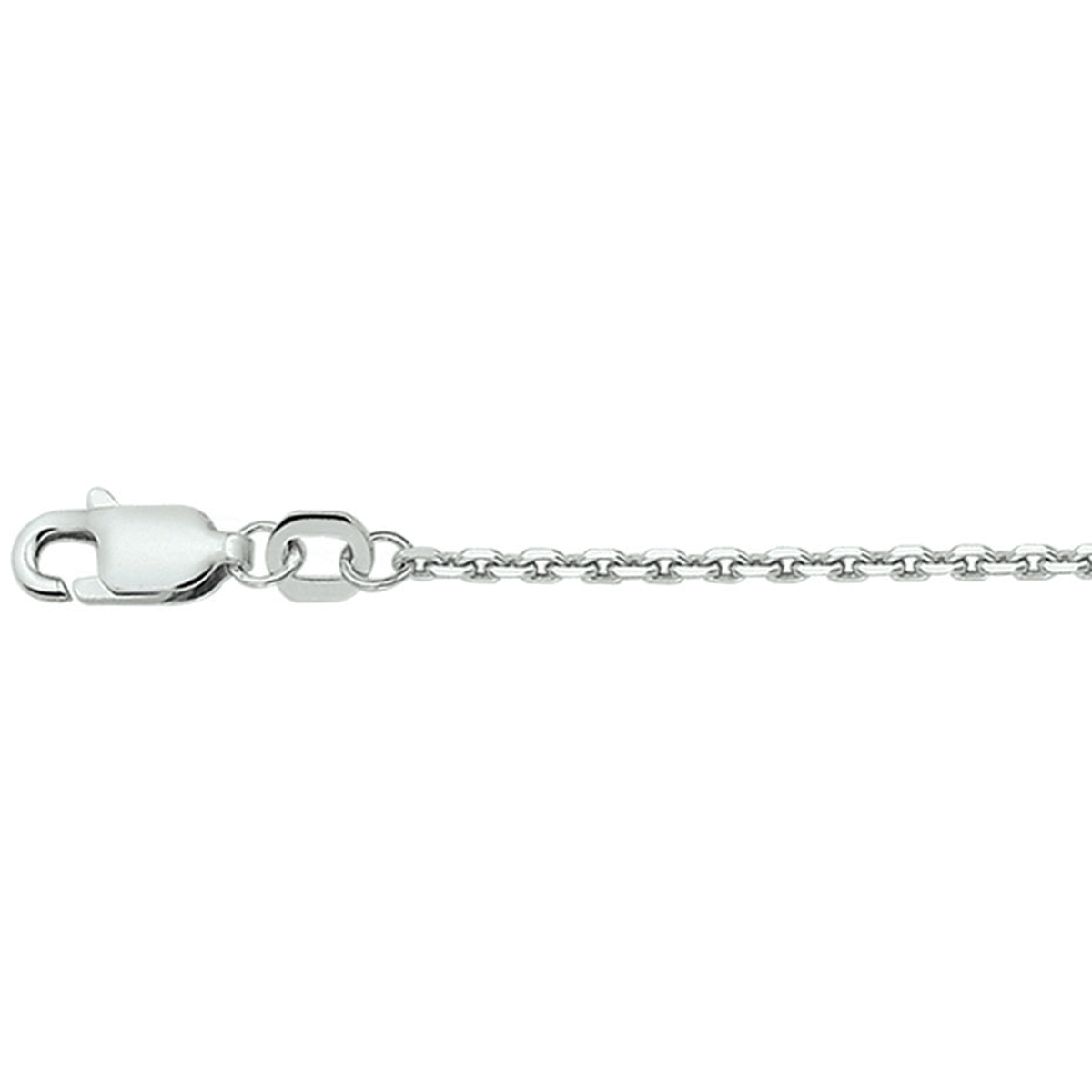 Gerhodineerd zilveren collier met anker schakel. De schakelbreedte is 1.6mm.