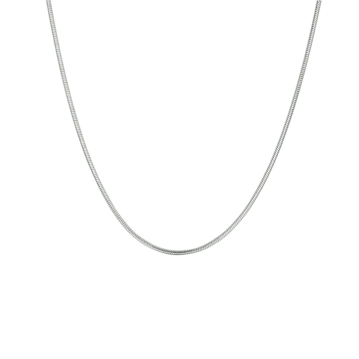 Gerhodineerd zilveren slang collier met een draaglengte van 41cm en een extensie van 4cm. Uitgevoerd met een karabijn sluiting. De schakelbreedte is 1.2mm.