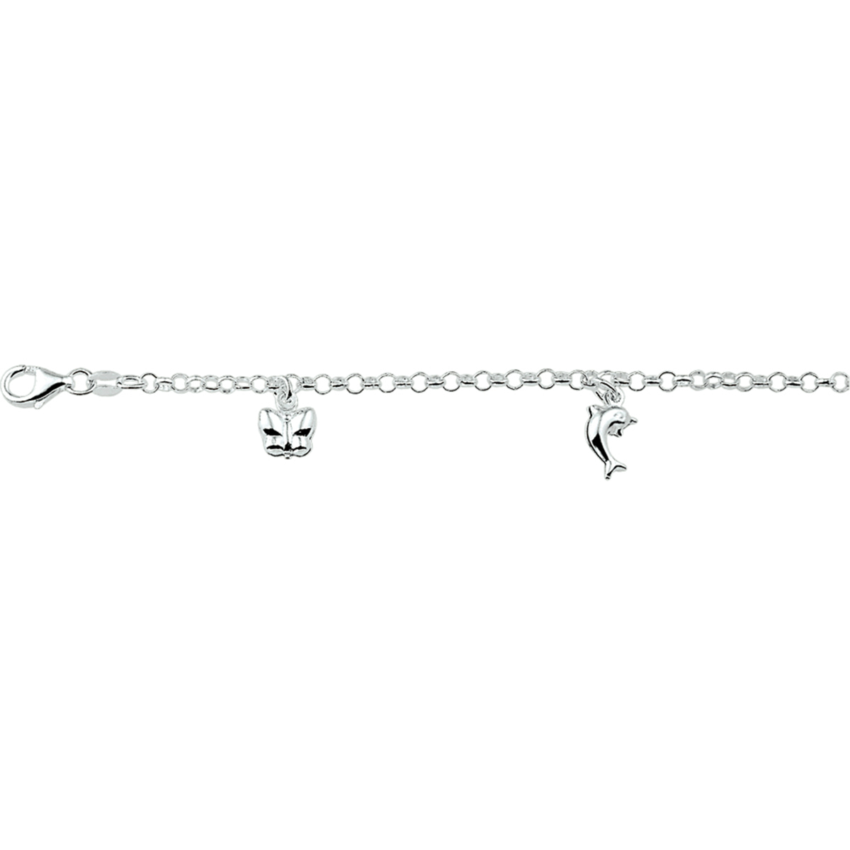 armband diverse bedels 15 cm zilver gerhodineerd