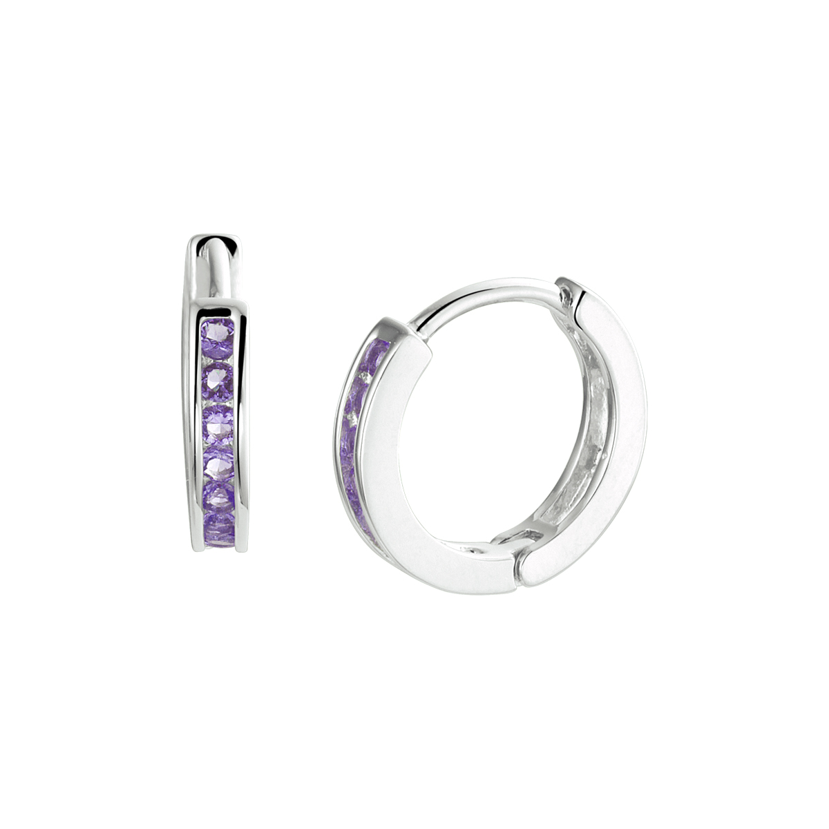 Zilver gerhodineerd klap oorringen (scharnier)