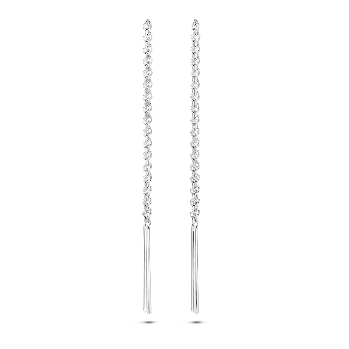 Gerhodineerd 925 zilveren doortrekoorbellen uitgevoerd met een balkje van 16.5x0.9mm.