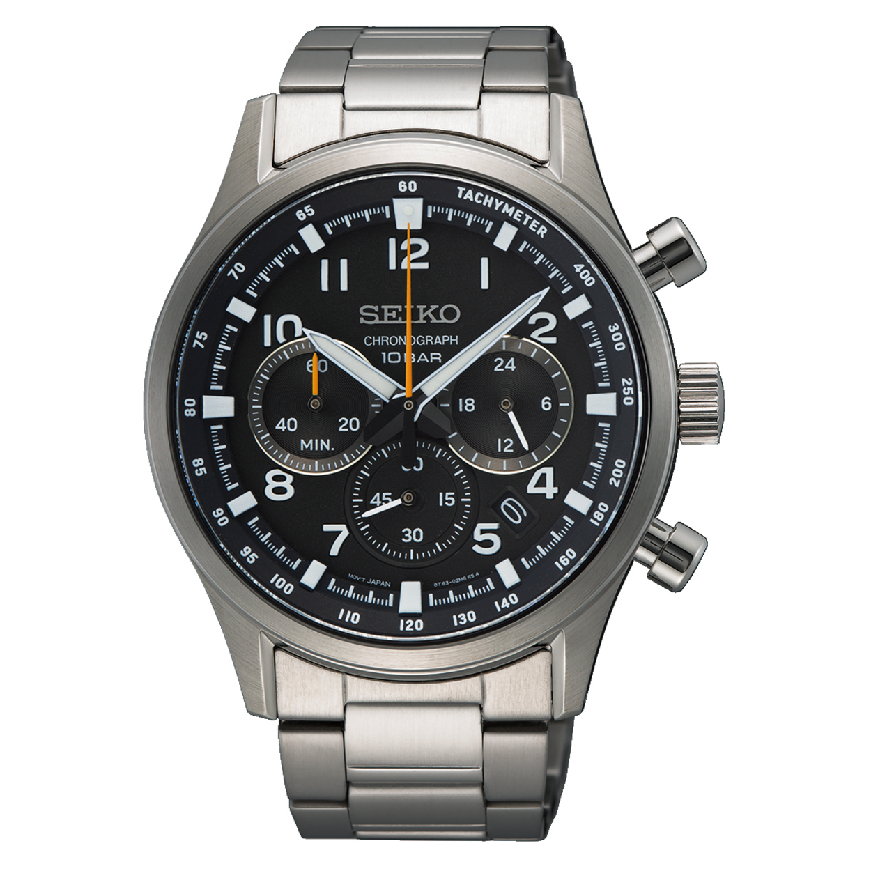 Seiko horloge met stalen band, chrono staal/zwart