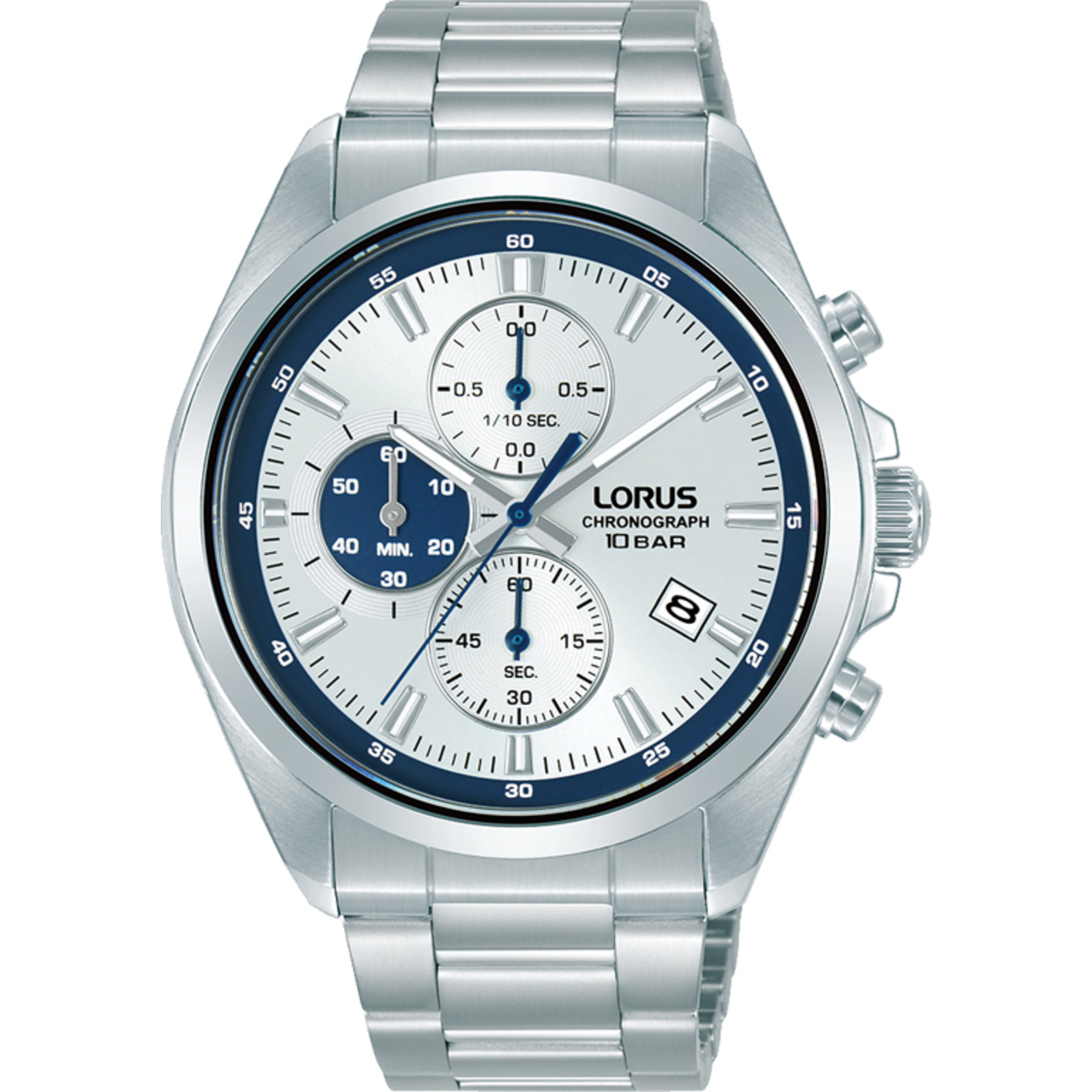 Dit is een herenhorloge van het merk Lorus. Het is een chronograaf horloge gemaakt van staal. De diameter van de kast is 42.5 mm en de kast is 11 mm dik.
De verdere specificaties van het horloge zijn als volgt:
Kastvorm: rond
Kastkleur: zilverkleurig
Kastmateriaal: staal
Sluiting: vouwsluiting met drukker
Wijzerplaatkleur: wit
Glassoort: hardlex mineraal glas
Waterdichtheid: 10 ATM
Techniek: quartz