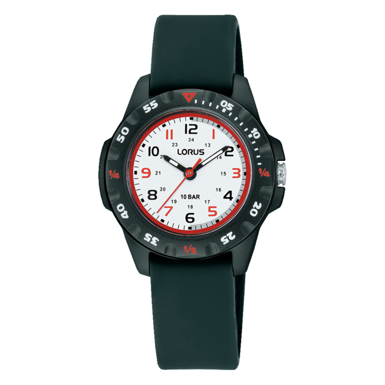 Dit is een horloge van het merk Lorus. Het is een analoog horloge gemaakt van kunststof. De diameter van de kast is 29.5 mm en de kast is 10 mm dik.
De verdere specificaties van het horloge zijn als volgt:
Kastvorm: rond
Kastkleur: zwart
Kastmateriaal: kunststof
Sluiting: gesp
Wijzerplaatkleur: wit
Glassoort: acryl glas
Waterdichtheid: 10 ATM
Techniek: quartz