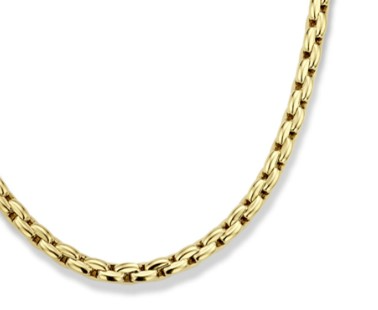 14 Karaat geel gouden exclusieve armband met een volle schakel en een speciale sluiting. 21,5 cm lang.